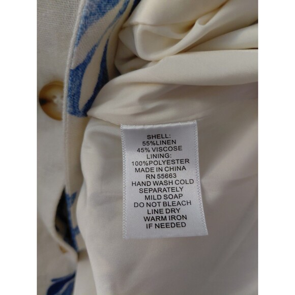 Rachel Zoe Linen Blend Blue White Sleeveless Vest Top Size Large Coastal Classic - Picture 7 of 11